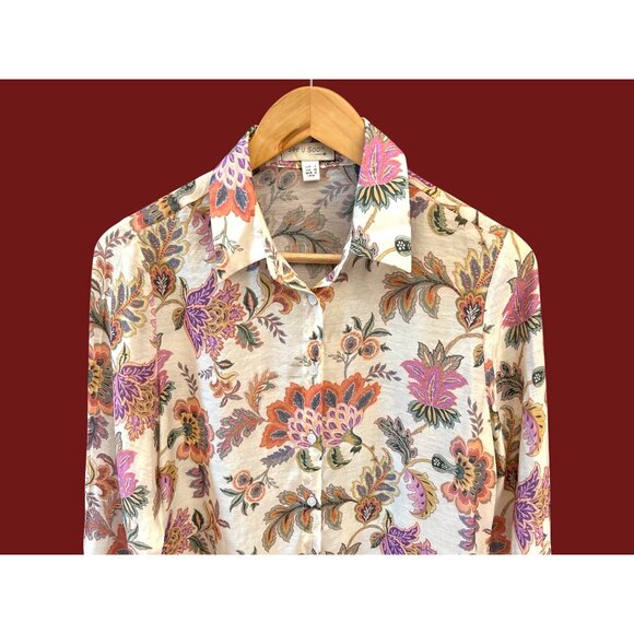 See U Soon Floral Button-Up Blouse Boho Cottagecore French Chic Long Sleeve XS - Picture 2 of 4
